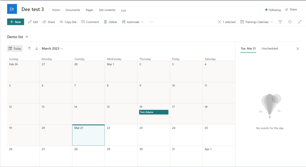 Create a new calendar view using Microsoft Lists – D'arce Hess's Blog